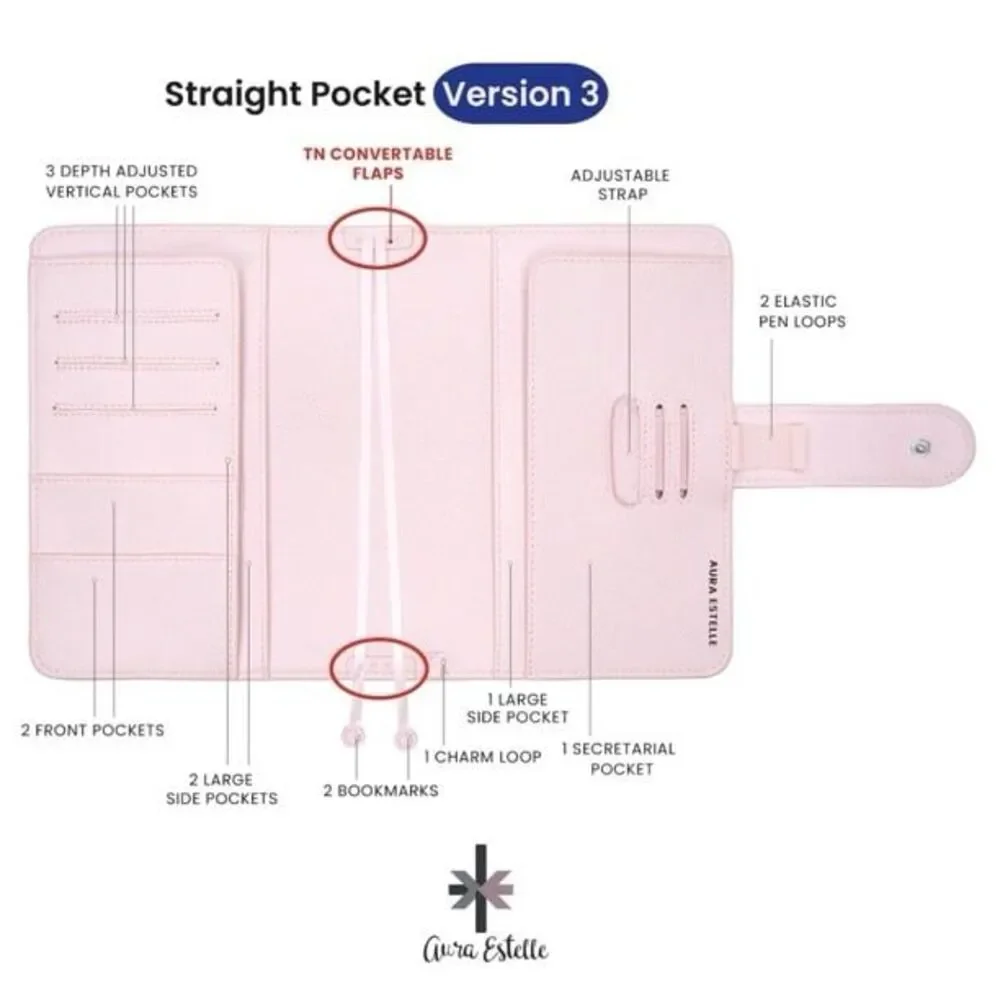 Aura Estelle Planner Cover Airy A5 Straight Pocket Version 3 Light  Pink Taupe